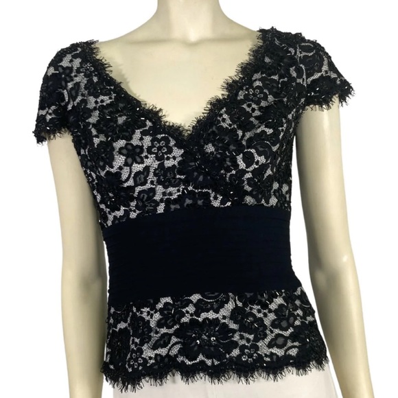 Tadashi lace and sequin/beaded embellished occasions top EUC size 8 - Picture 2 of 9